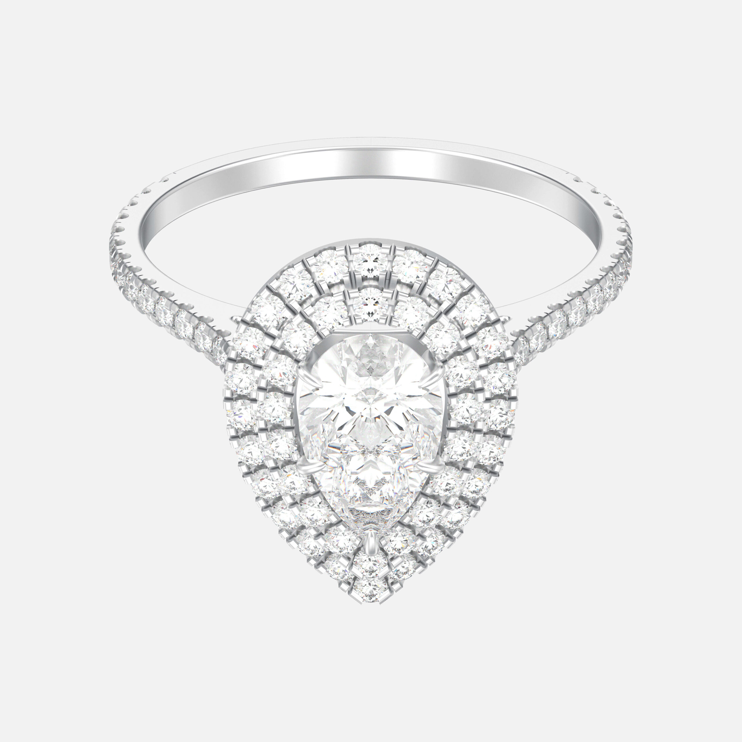 Rhombus Diamond Ring 18k White Gold